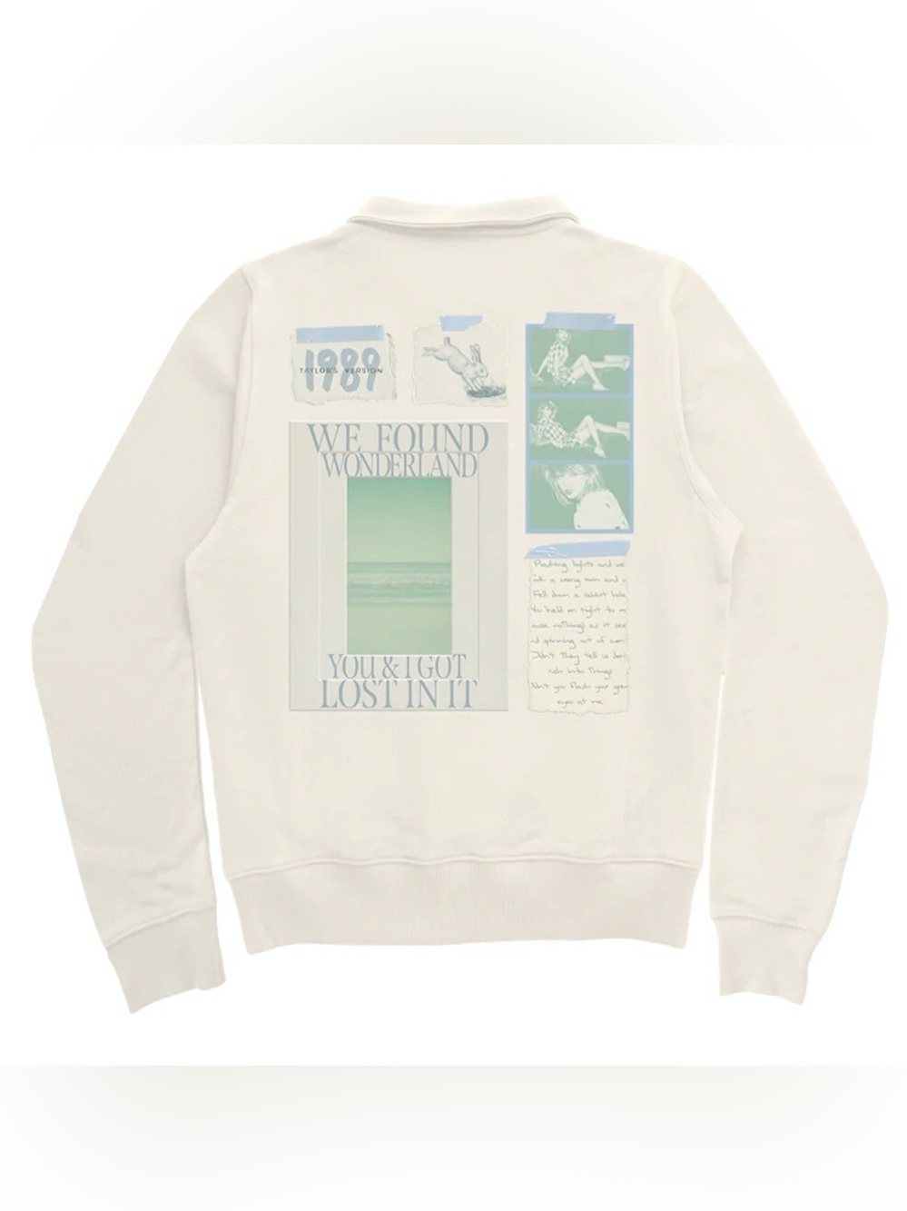 Taylor Swift Wonderland 1989 Mockneck Quarter Zip Sweatshirt Cream XL